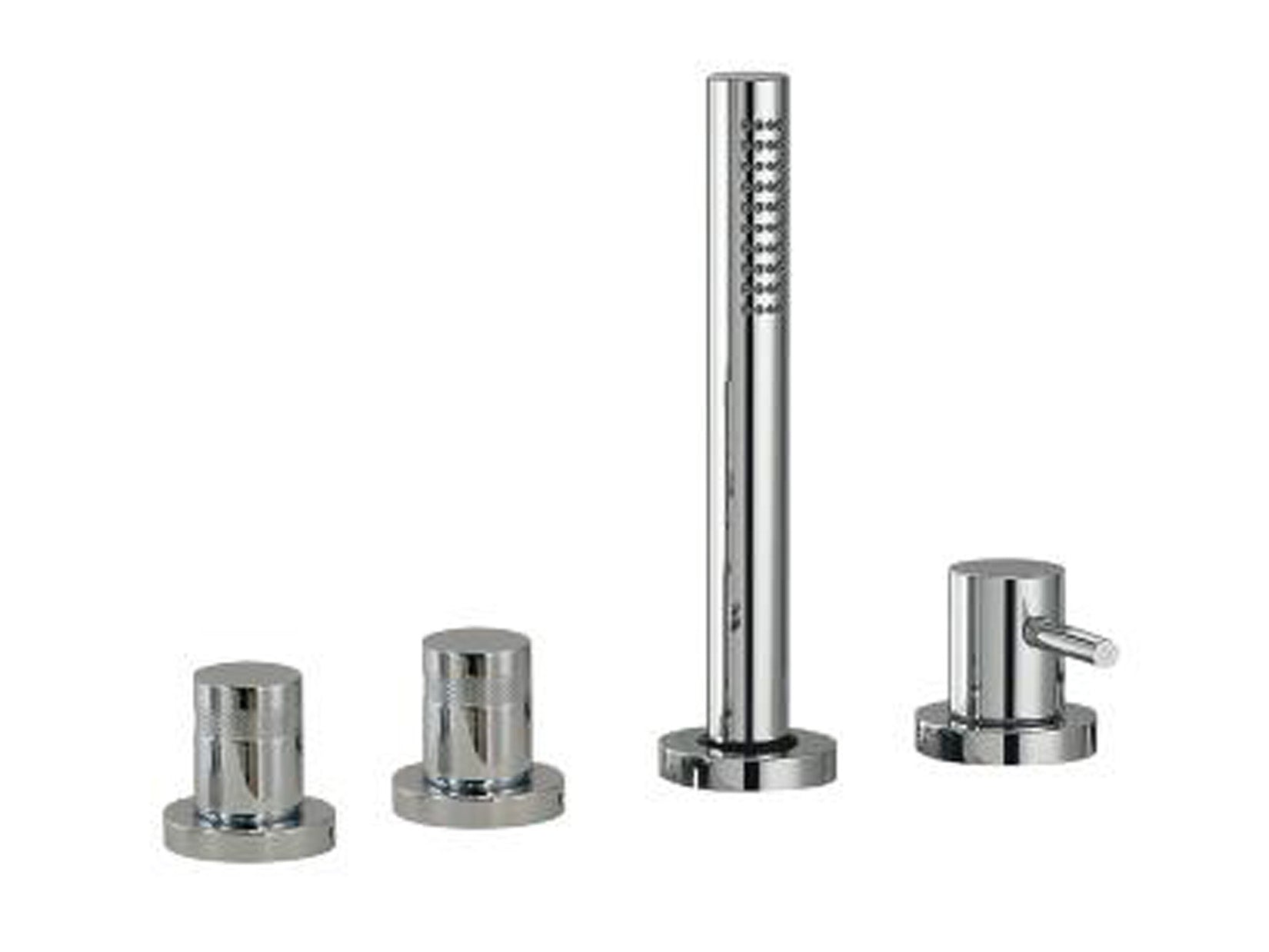 Rubinetterie Treemme X-CHANGE XR Miscelatore Batteria Bordo Vasca 4 Fori Senza Bocca Con Doccetta In Metallo Estraibile Materiale Ottone Finitura Cromata