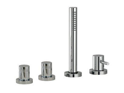 Rubinetterie Treemme X-CHANGE XR Miscelatore Batteria Bordo Vasca 4 Fori Senza Bocca Con Doccetta In Metallo Estraibile Materiale Ottone Finitura Cromata