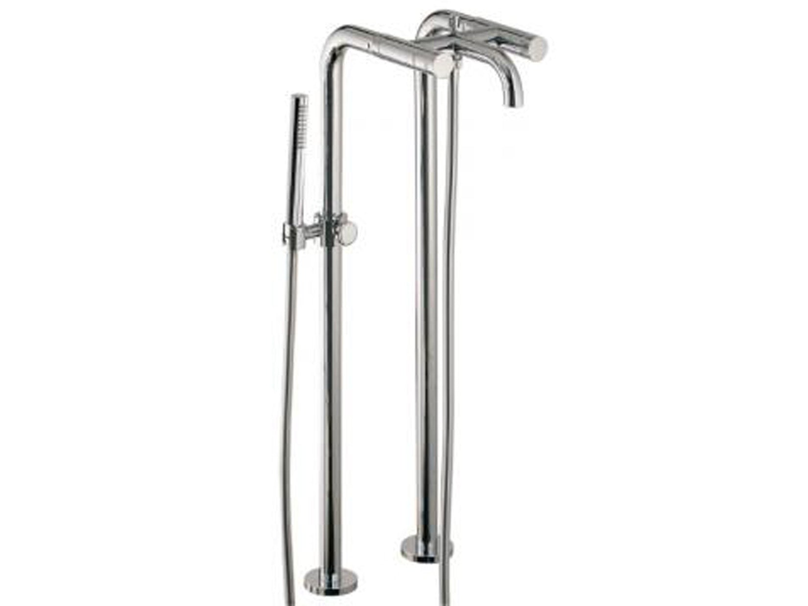 Rubinetterie Treemme X-CHANGE IT 7284 CC XR ZZ + RWIT 0470 ZZ 10 Gruppo Esterno Vasca Su Colonne A Pavimento Con Doccetta In Metallo Materiale Ottone Finitura Cromata