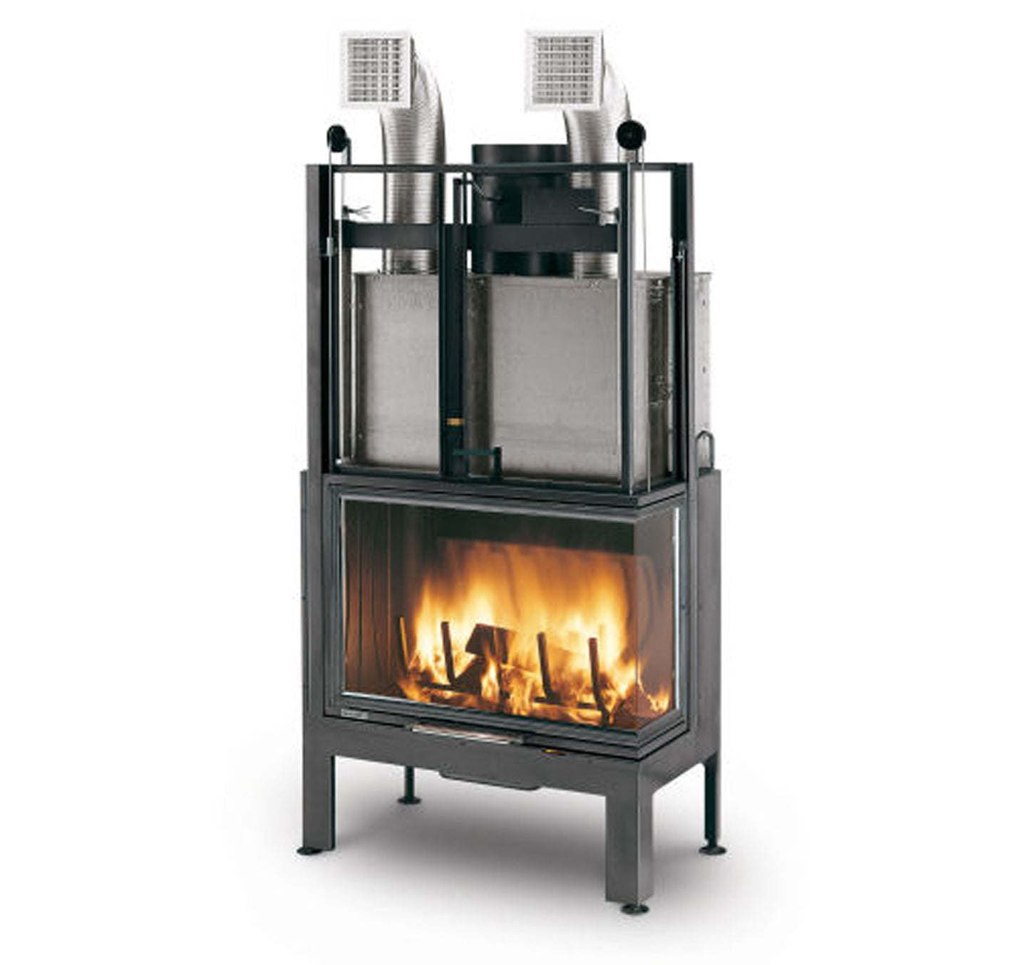 Camino a Legna Chiuso ad Aria Calda Convezione Circolazione Naturale Canalizzata Riscaldamento per Irraggiamento Palazzetti Ecomonoblocco EL 78 Destro Easy Line O2Ring Potenza 18,6 kW Portina Vetro Ceramico Misura 85,5x55x166 cm 