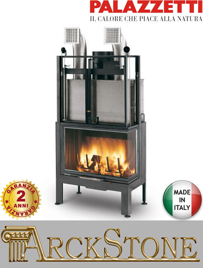 Camino a Legna Chiuso ad Aria Calda Convezione Circolazione Naturale Canalizzata Riscaldamento per Irraggiamento Palazzetti Ecomonoblocco EL 78 Destro Easy Line O2Ring Potenza 18,6 kW Portina Vetro Ceramico Misura 85,5x55x166 cm 