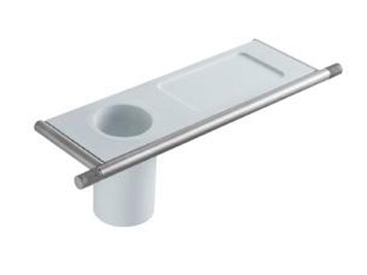 Rubinetterie Treemme 22MM Portabicchiere E Portaoggetti Bagno Incasso A Parete Materiale Acciaio Finitura Acciaio Spazzolato Opaco Inox Bicchiere E Mensola In Corian