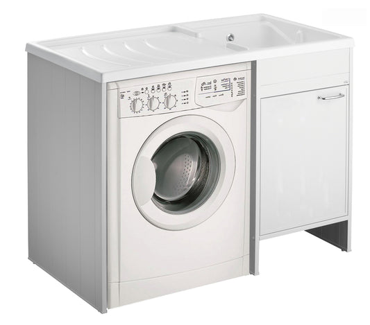 Negrari Garden Kit Montaggio Mobile Lavatoio Coprilavatrice Vasca DX Destra Copri Lavatrice SX Sinistra Anta Lavapanni Lavabo Resistente Acqua Acidi Asse Lavaggio PP Resina Plastica PVC SIfone Autopulente Troppopieno Esterno Interno L109 P60 109x60 H92 cm