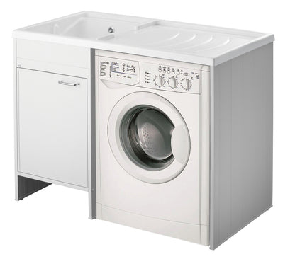 Negrari Garden Kit Montaggio Mobile Lavatoio Coprilavatrice Vasca Sinistra SX Copri Lavatrice Destra DX Anta Lavapanni Lavabo Resistente Acqua Acidi Asse Lavaggio PP Resina Plastica PVC SIfone Autopulente Troppopieno Esterno Interno L109 P60 109x60 H92 cm