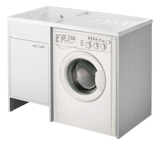 Negrari Garden Kit Montaggio Mobile Lavatoio Coprilavatrice Vasca Sinistra SX Copri Lavatrice Destra DX Anta Lavapanni Lavabo Resistente Acqua Acidi Asse Lavaggio PP Resina Plastica PVC SIfone Autopulente Troppopieno Esterno Interno L109 P60 109x60 H92 cm