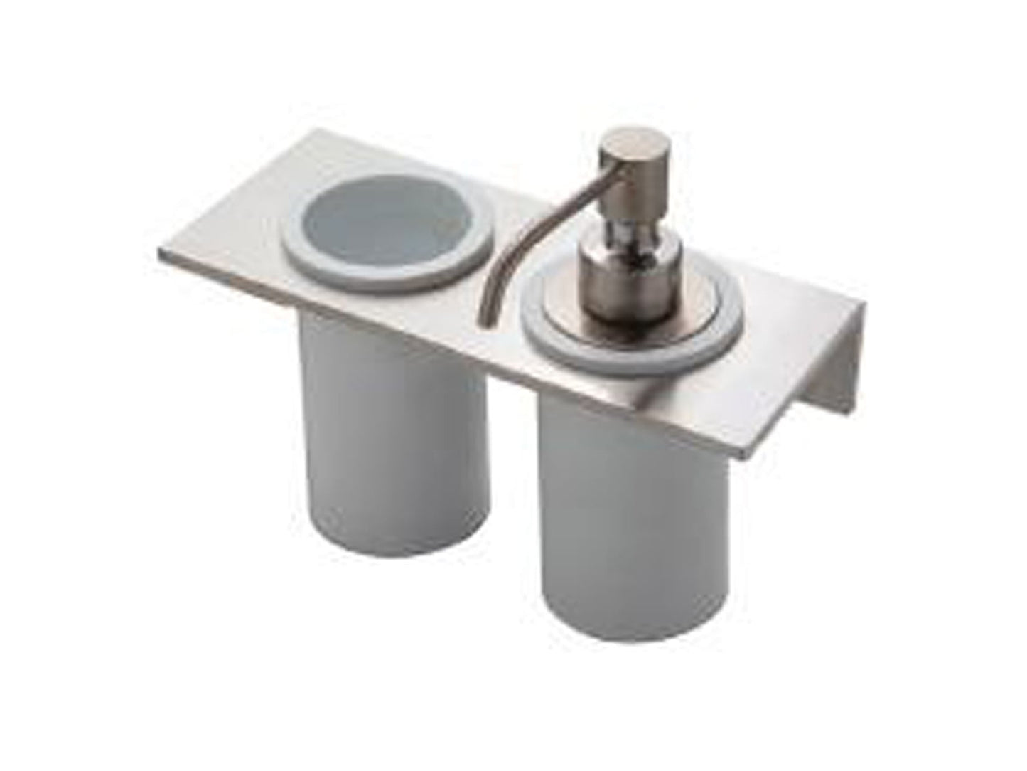 Rubinetterie Treemme 3M 5MM IT 9071 IS ZZ ZZ Portadosatore E Portabicchiere Bagno Incasso A Parete Materiale Acciaio Finitura Inox Con Bicchiere E Dosatore In Corian