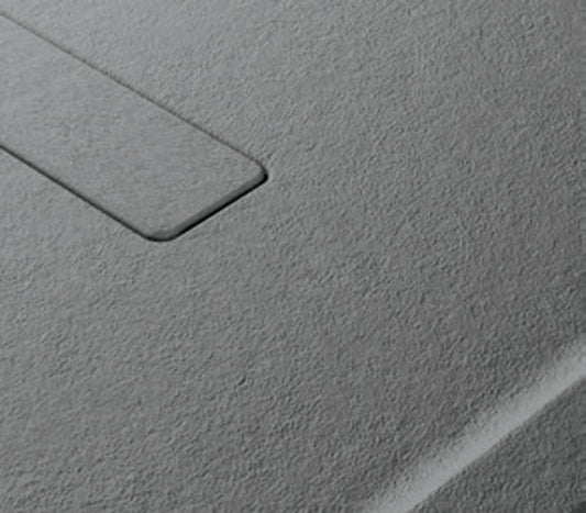 Piatto Doccia Novellini Custom Touch Dimensione 140x70 Altezza Spessore 12 cm Colore Grigio Installazione Appoggio Pavimento Superficie Effetto Pietra Materiale Acrilico Compreso Piletta Scarico e Copri Piletta 