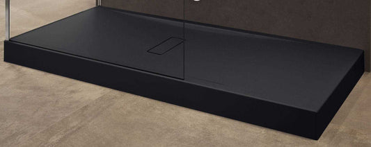 Piatto Doccia Novellini Custom Dimensione 100x80 Altezza Spessore 12 cm Colore Nero Installazione Appoggio Pavimento Superficie Liscia Materiale Acrilico Compreso Piletta Scarico Copri Piletta e Piedini