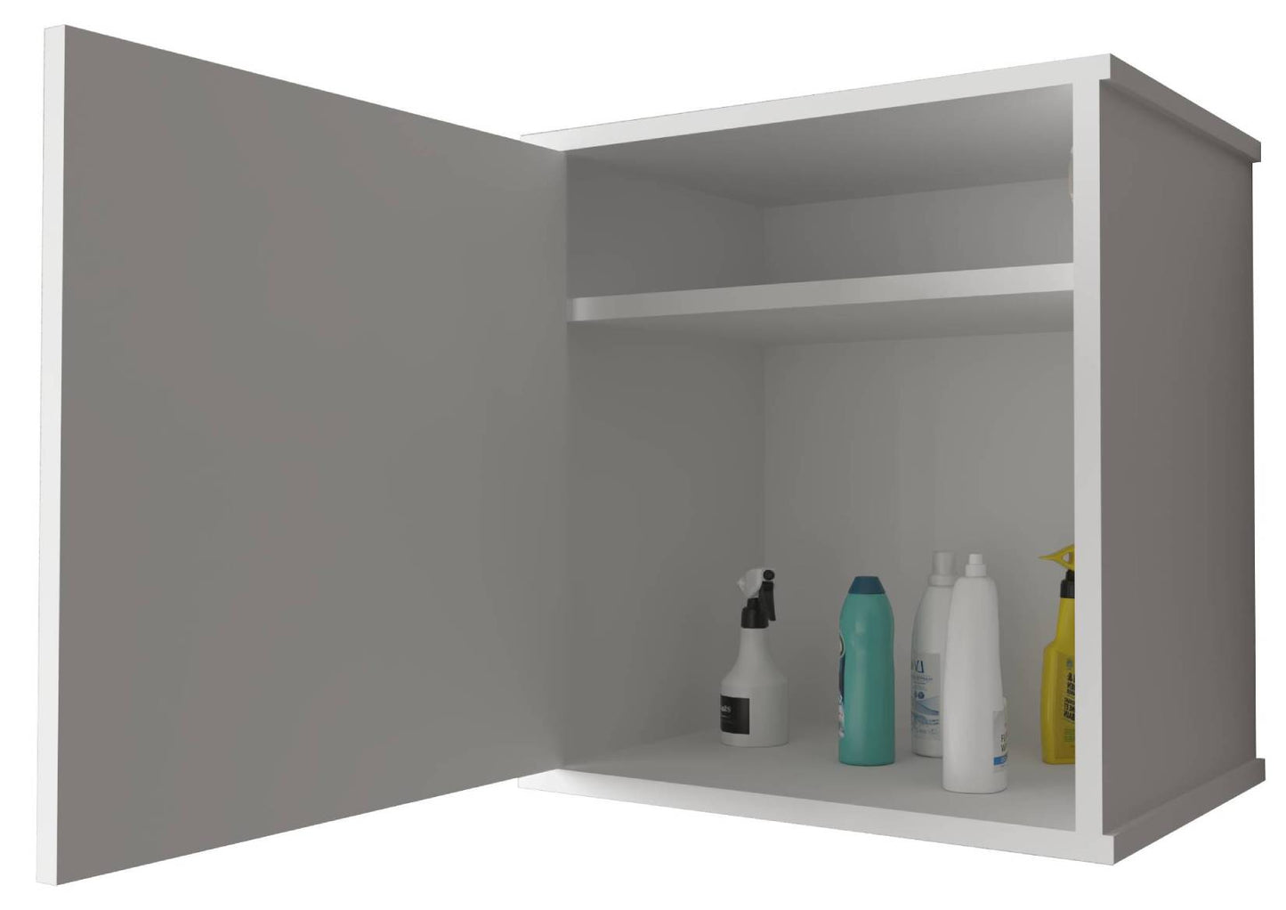 Negrari Garden FH945K Pensile 1 Anta Bianco 46,5x34 H52,5 cm Mobile Lavanderia Armadio Sospeso Fornito In Kit Di Montaggio in PVC Resistente All'Acqua Adatto Per Interno Esterno Luoghi Umidi Apertura Sportello Battente Reversibile Maniglia Cromata Ripiano