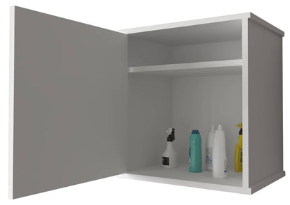 Negrari Garden FH945K Pensile 1 Anta Bianco 46,5x34 H52,5 cm Mobile Lavanderia Armadio Sospeso Fornito In Kit Di Montaggio in PVC Resistente All'Acqua Adatto Per Interno Esterno Luoghi Umidi Apertura Sportello Battente Reversibile Maniglia Cromata Ripiano