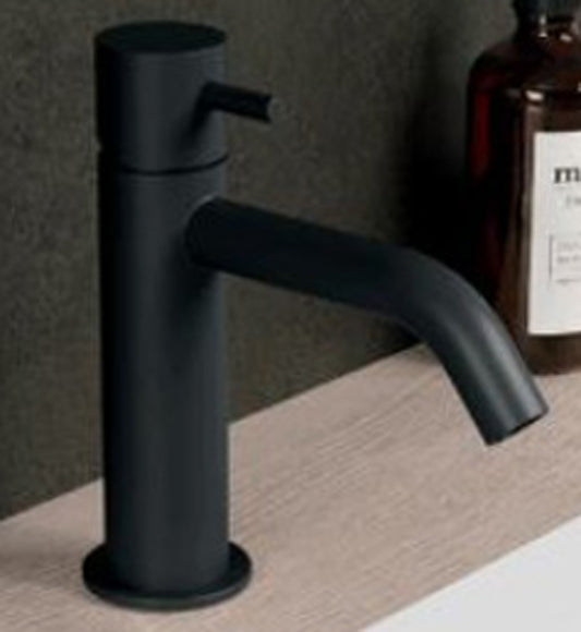 Miscelatore Lavabo Versione Bassa Novellini Fly 3 Appoggio Monocomando Materiale Ottone Finitura Nero Compreso Piletta Scarico Click-Clack