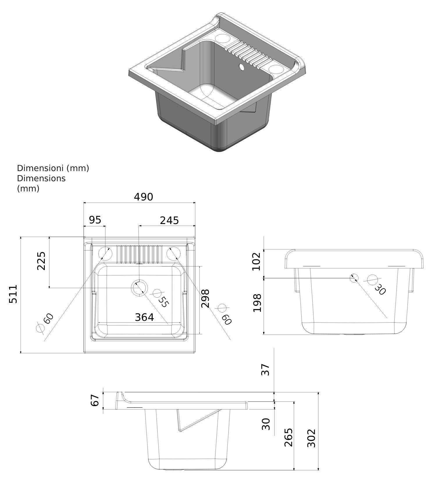 Negrari Kit Garden Mobile Lavatoio Lavapanni Casa Misura L50P50H85 50x50 H85CM Bianco Kit Montaggio Lavanderia Bagno Anta Sportello Battente Interno Esterno Pilozzo Vasca Asse Lavaggio Lavabo Plastica Resina PVC Sifone Autopulente Resistente Acqua Umidità