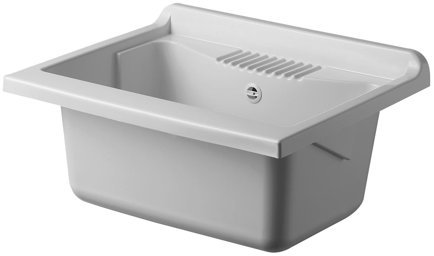 Negrari Comfort 3002DCG Lavatoio Bianco Corten Grigio 60x50 H85 cm Mobile Interno Lavanderia Nobilitato Idrofugo Vasca Polipropilene Asse Legno Fornito Montato Cerniere Chiusura Rallentata Apertura 2 Ante Battente Maniglie Sifone Piletta Piedini Scarico