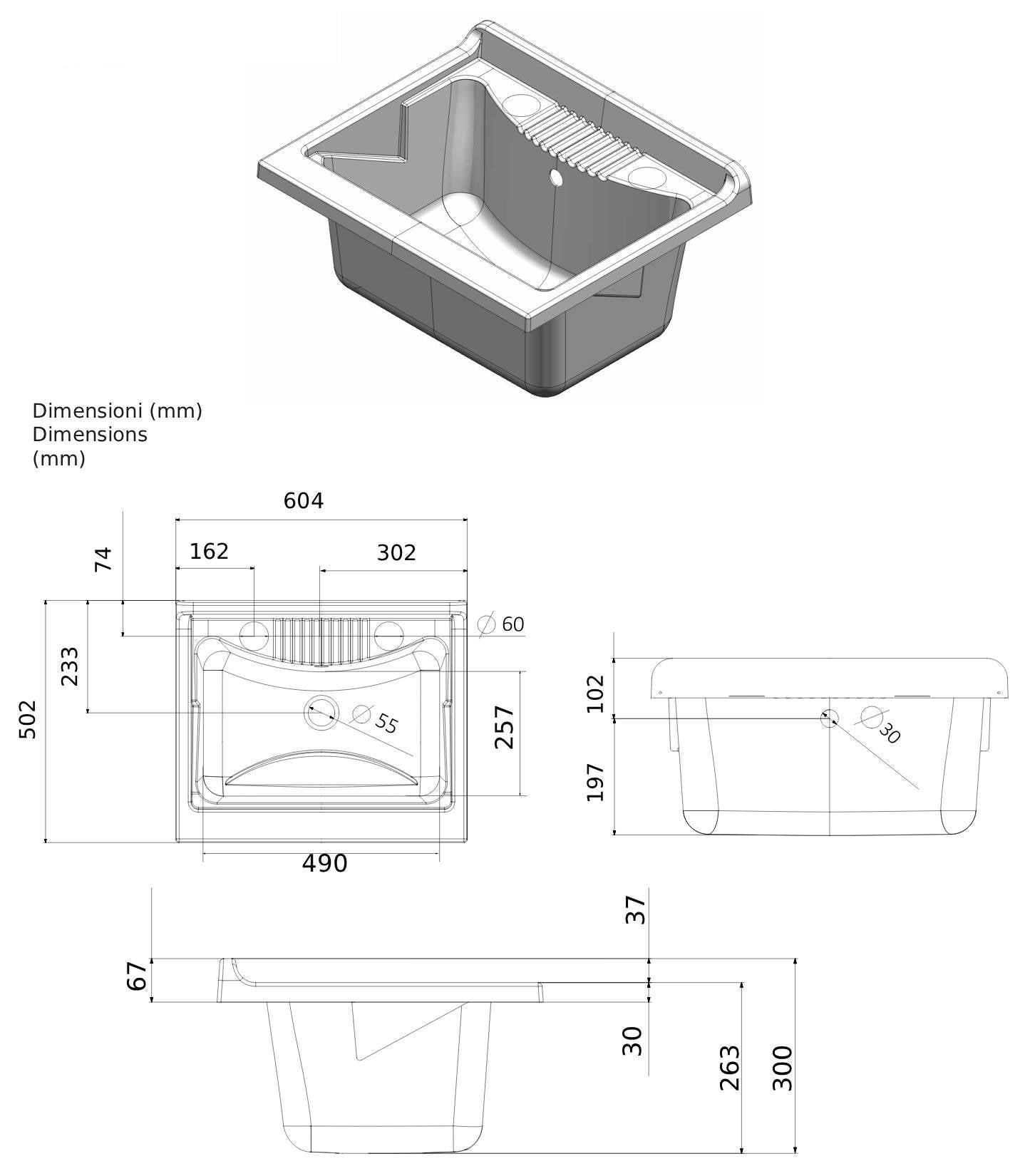 Negrari Kit Garden 9002K Mobile Lavatoio Lavapanni Misura L60P50H85 60x50 H85 CM Bianco Montaggio Lavanderia Bagno Anta Sportello Battente Interno Esterno Pilozzo Vasca Asse Lavaggio Lavabo Plastica Resina PVC Sifone Resistente Acqua Umidità Pioggia Sole