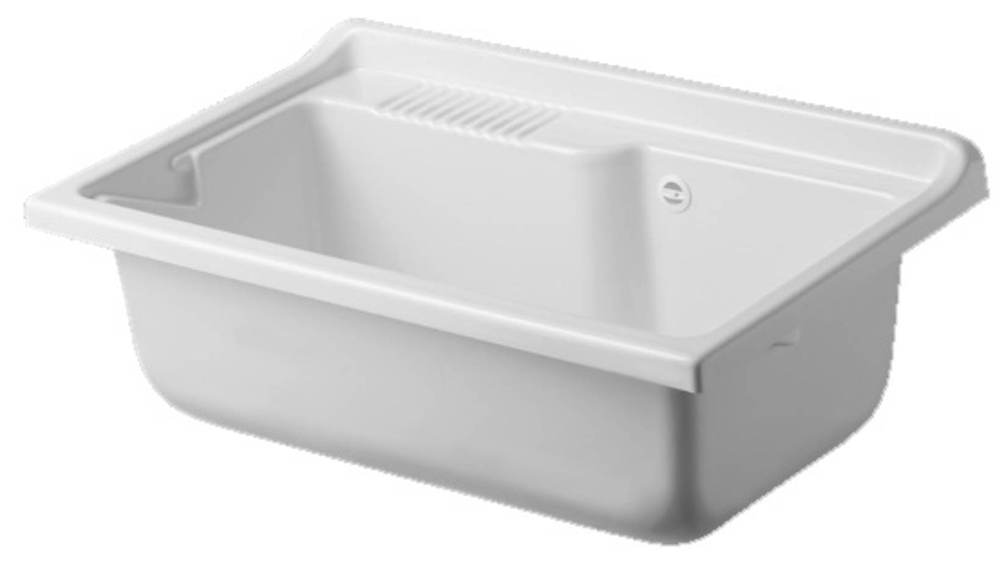Negrari Esterni Roc 4010 Lavatoio Colore Bianco 80x50 H85 cm Mobile in PVC Chiusura a Serrandina Vasca Grande Polipropilene Asse Lavaggio Legno Fornito Montato Piedini Regolabili Per Lavanderia Interno ed Esterno Ambienti Umidi Completo di Scarico Sifone