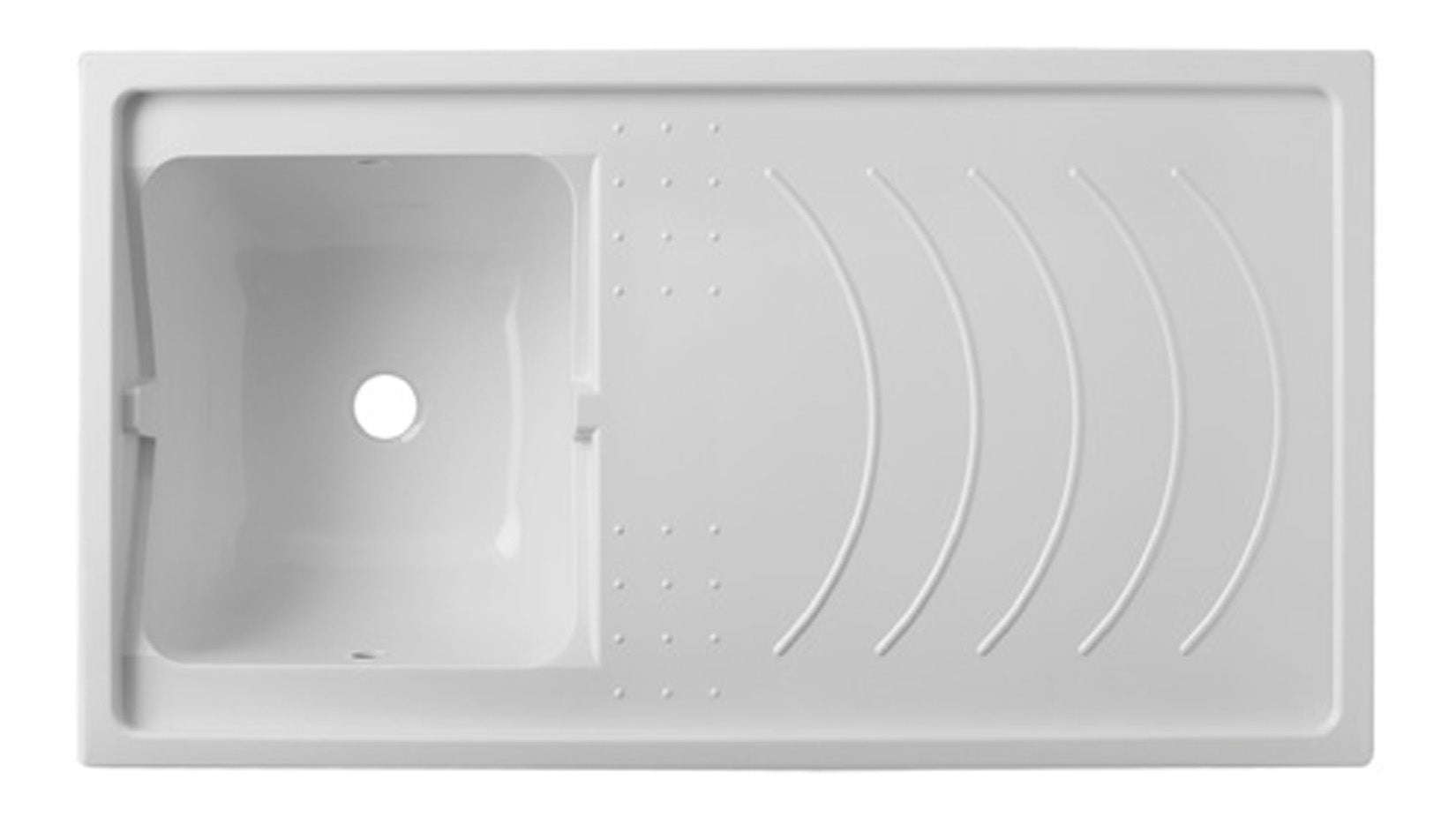 Negrari Esterni Roc 9008SX Lavatoio Coprilavatrice Montato Bianco 109x60 H89 cm Vasca Sinistra Copri Lavatrice Destra Mobile PVC Chiusura Serrandina Vasca Asse Polipropilene Scarico Sifone Piedini Regolabili Per Lavanderia Interno Esterno Ambienti Umidi