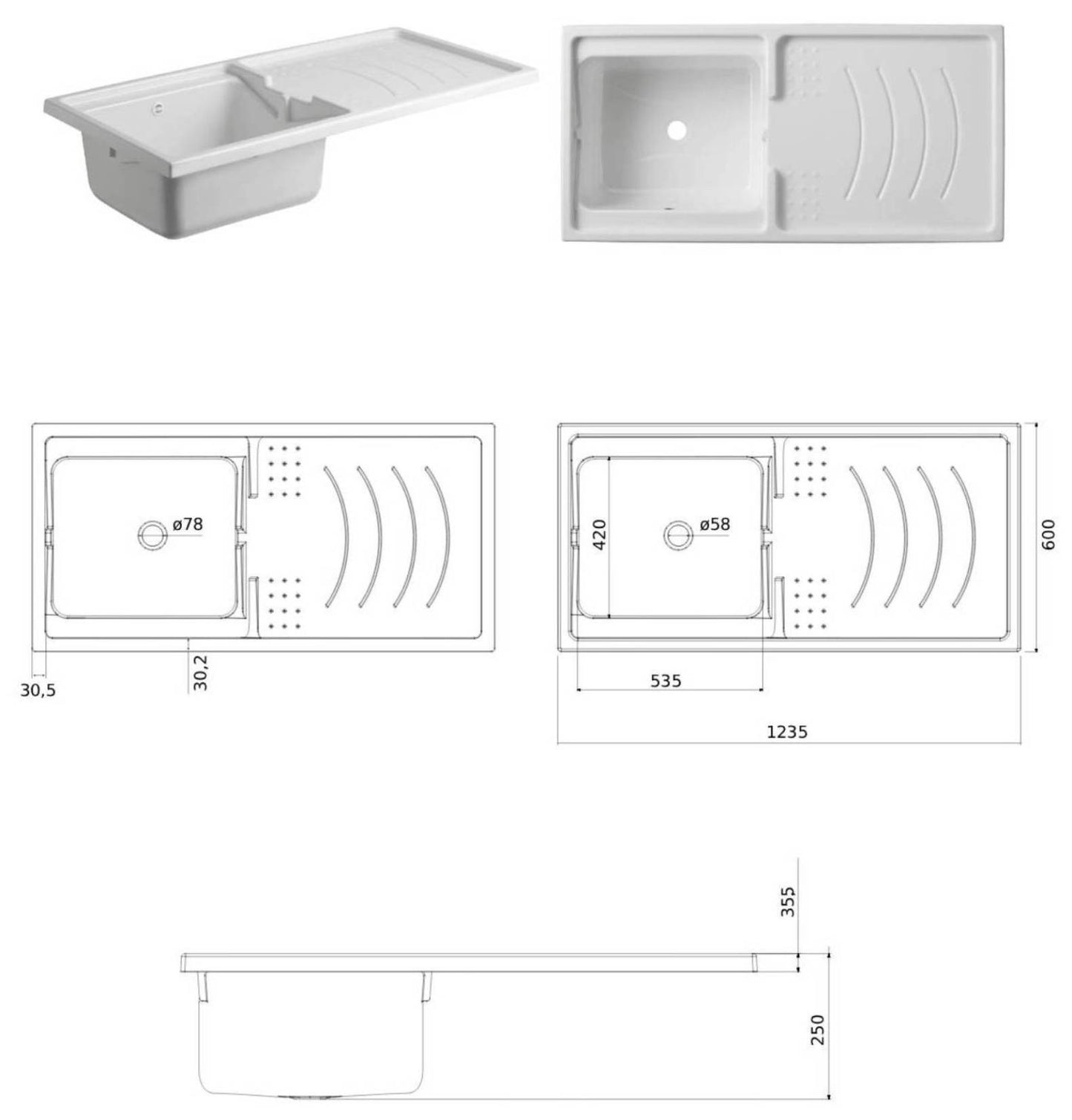 Negrari Esterni Roc 4800SX Lavatoio Coprilavatrice Montato Bianco 124x60 H89 cm Vasca Sinistra Copri Lavatrice Destra Mobile PVC Chiusura Serrandina Vasca Termoformatura Asse Polipropilene Scarico Sifone Per Lavanderia Interno Esterno Ambienti Umidi