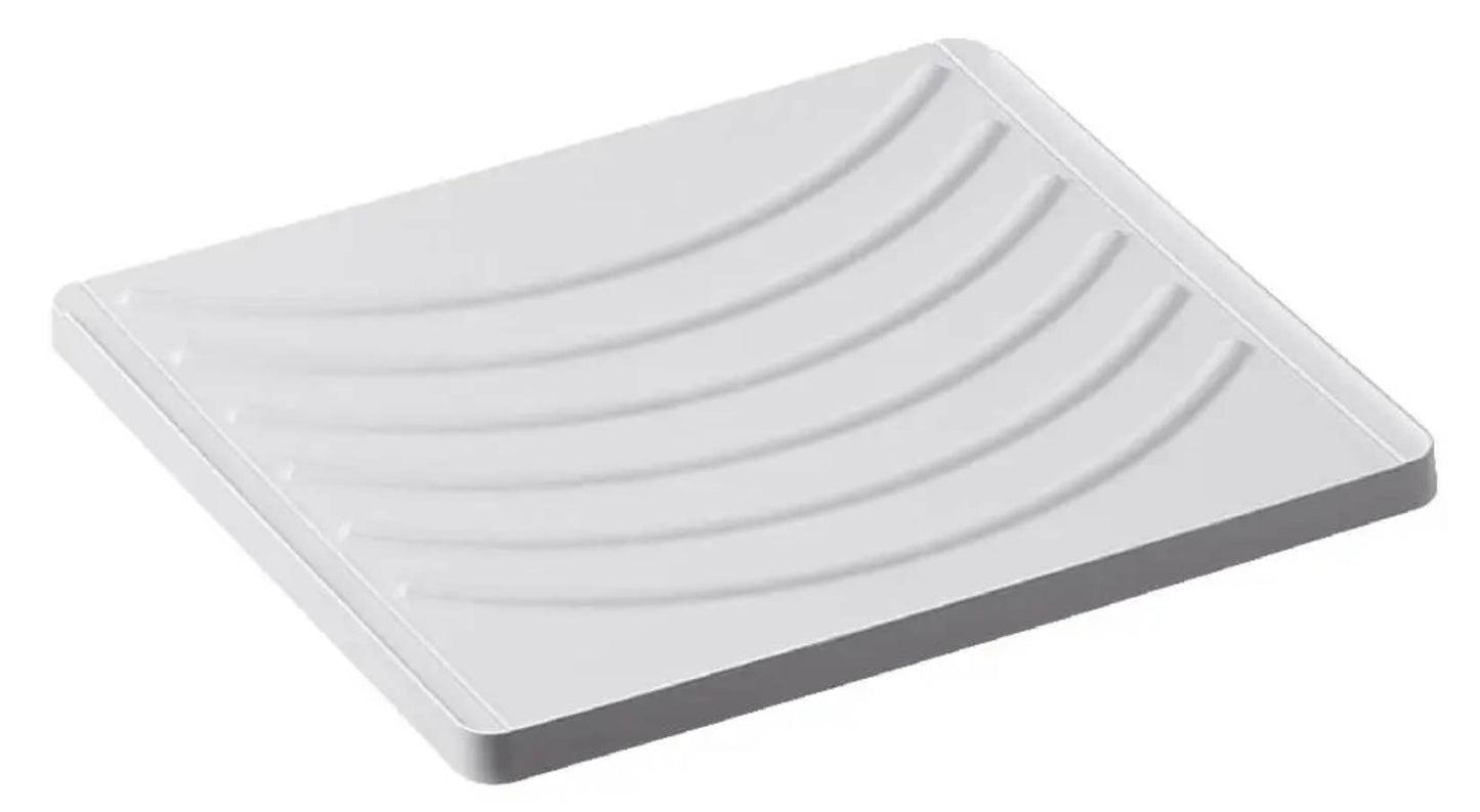 Negrari Esterni Roc 4003 Lavatoio Colore Bianco 50x50 H85 cm Mobile in PVC Chiusura a Serrandina Vasca e Asse di Lavaggio in Polipropilene Fornito Montato Piedini Regolabili Per Lavanderia Interno ed Esterno Ambienti Umidi Completo di Scarico Sifone