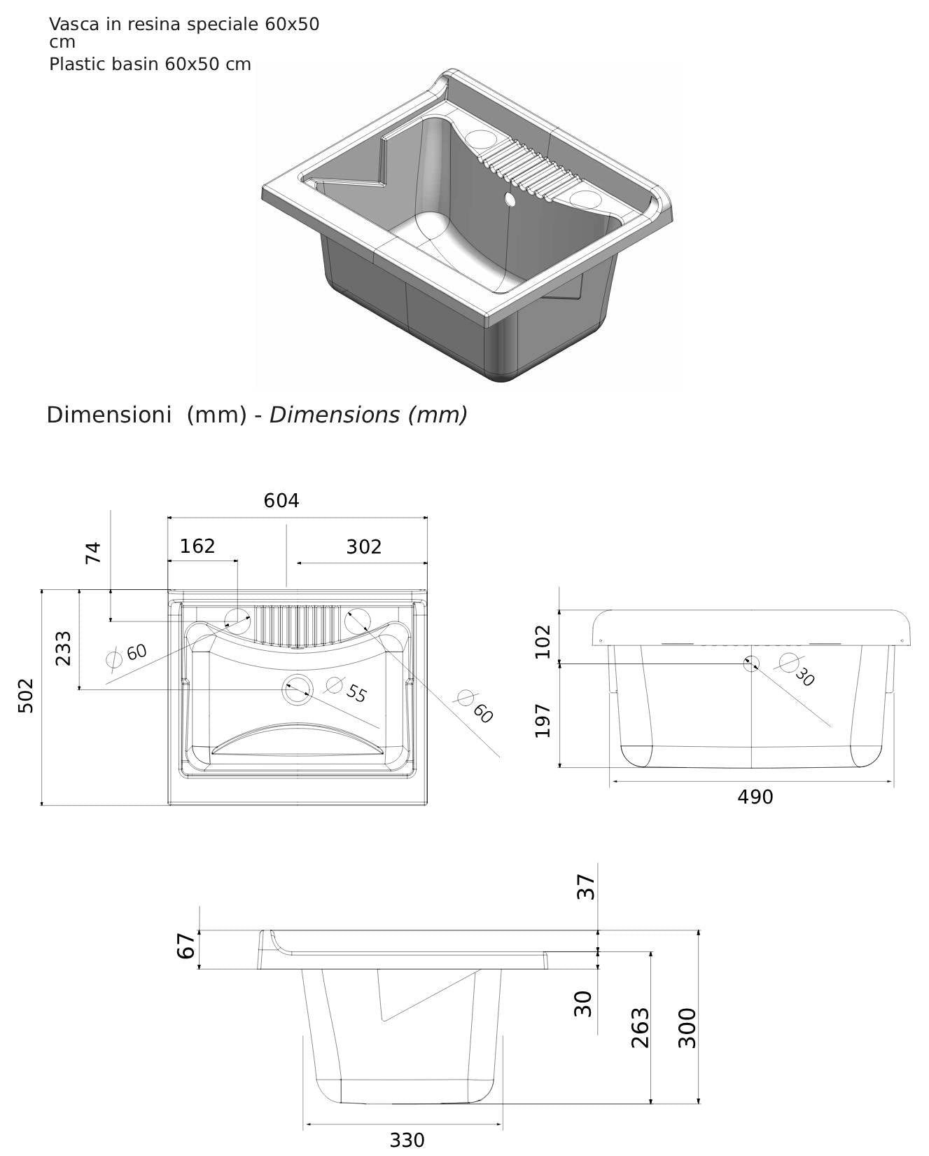 Negrari Cielo 6002SOS Lavatoio Sospeso Bianco Opaco 60x50 H63,5 cm Mobile Lavanderia Montato Nobilitato Idrofugo Interno Ante Angoli Squadrati Apertura Battente Vasca Asse Lavaggio Polipropilene Sifone Autopulente Piletta Troppopieno Kit Fissaggio Muro