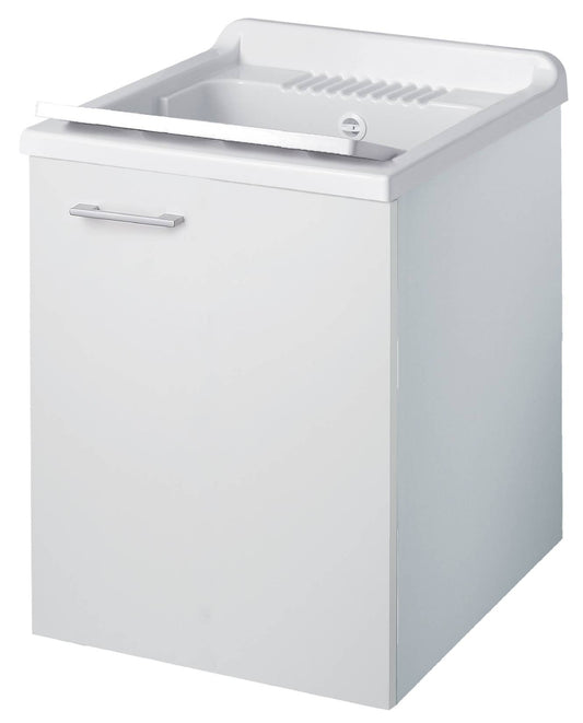 Negrari Cielo 6006SOS Lavatoio Sospeso Bianco Opaco 45x50 H63,5 cm Mobile Lavanderia Montato Nobilitato Idrofugo Interno Anta Angoli Squadrati Apertura Battente Vasca Asse Lavaggio Polipropilene Sifone Autopulente Piletta Troppopieno Kit Fissaggio Muro