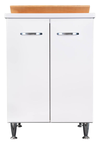 Negrari Comfort 3002D Lavatoio Bianco Lucido 60x50 H85 cm Mobile Interno Lavanderia Nobilitato Idrofugo Vasca Polipropilene Asse Lavaggio Legno Fornito Montato Cerniere Chiusura Rallentata Apertura 2 Ante Battente Maniglie Sifone Piletta Piedini Scarico