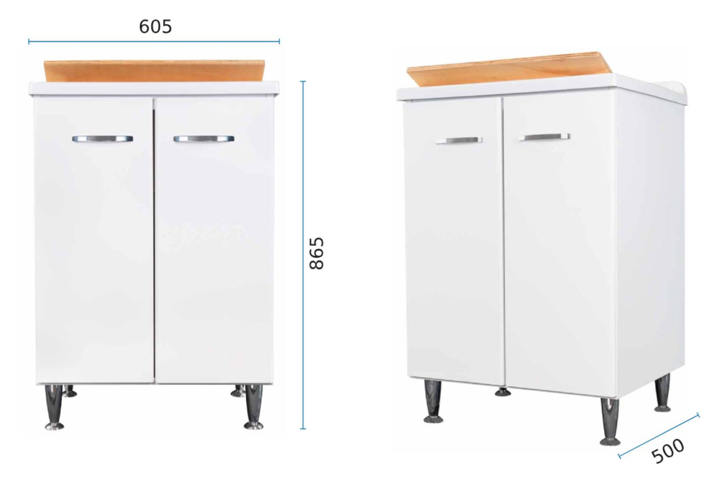 Negrari Comfort 3002D Lavatoio Bianco Lucido 60x50 H85 cm Mobile Interno Lavanderia Nobilitato Idrofugo Vasca Polipropilene Asse Lavaggio Legno Fornito Montato Cerniere Chiusura Rallentata Apertura 2 Ante Battente Maniglie Sifone Piletta Piedini Scarico