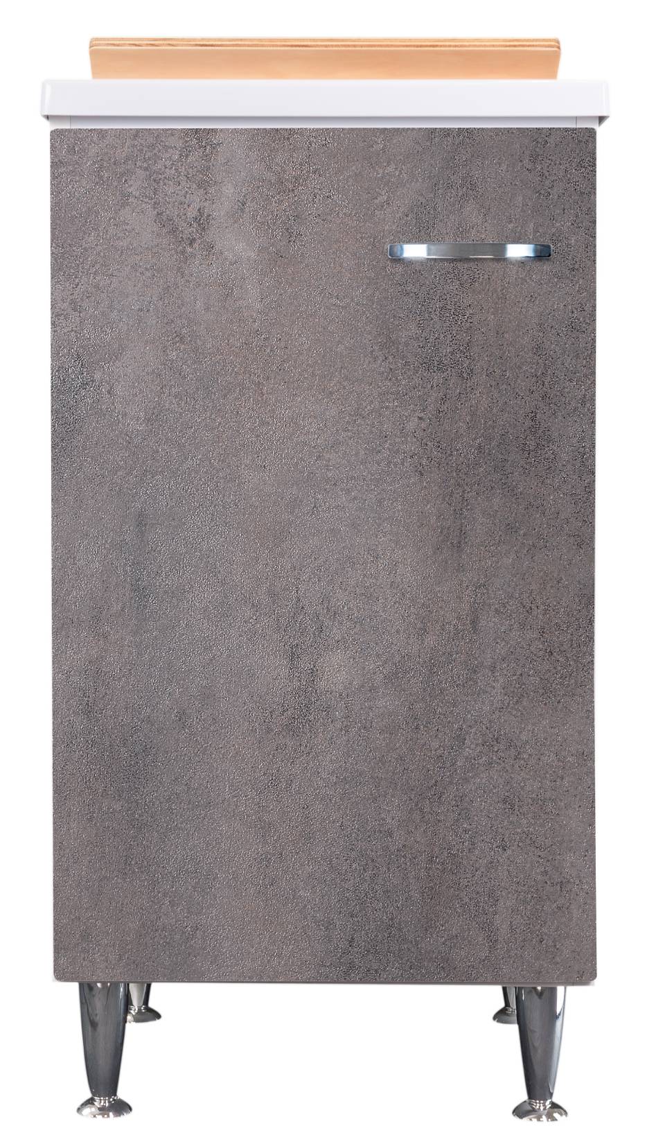 Negrari Comfort 3006DCGDX Lavatoio Bianco Corten Grigio 45x50 H85 cm Mobile Interno Lavanderia Nobilitato Idrofugo Vasca Polipropilene Asse Lavaggio Legno Fornito Montato Cerniere Anta Chiusura Rallentata Battente Maniglia Destra Sifone Piletta Piedini