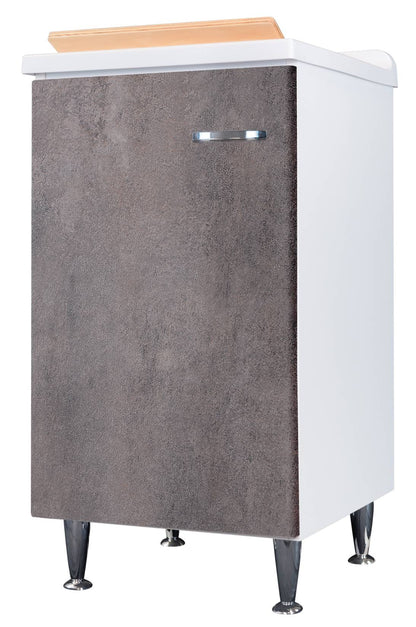 Negrari Comfort 3006DCGDX Lavatoio Bianco Corten Grigio 45x50 H85 cm Mobile Interno Lavanderia Nobilitato Idrofugo Vasca Polipropilene Asse Lavaggio Legno Fornito Montato Cerniere Anta Chiusura Rallentata Battente Maniglia Destra Sifone Piletta Piedini