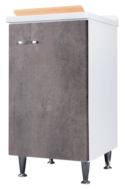 Negrari Comfort 3006DCGSX Lavatoio Bianco Corten Grigio 45x50 H85 cm Mobile Interno Lavanderia Nobilitato Idrofugo Vasca Polipropilene Asse Lavaggio Legno Fornito Montato Cerniere Anta Chiusura Rallentata Battente Maniglia Sinistra Sifone Piletta Piedini