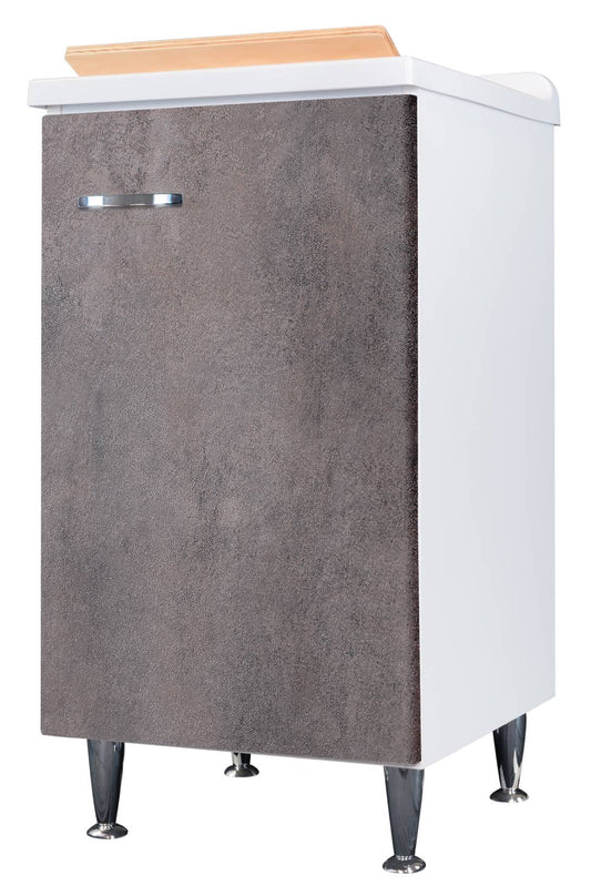 Negrari Comfort 3006DCGSX Lavatoio Bianco Corten Grigio 45x50 H85 cm Mobile Interno Lavanderia Nobilitato Idrofugo Vasca Polipropilene Asse Lavaggio Legno Fornito Montato Cerniere Anta Chiusura Rallentata Battente Maniglia Sinistra Sifone Piletta Piedini