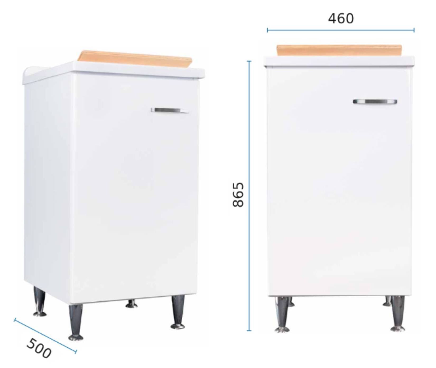 Negrari Comfort 3006DDX Lavatoio Bianco Lucido 45x50 H85 cm Mobile Interno Lavanderia Nobilitato Idrofugo Vasca Polipropilene Asse Lavaggio Legno Fornito Montato Cerniere Anta Chiusura Rallentata Battente Maniglia Destra Sifone Piletta Piedini Regolabili