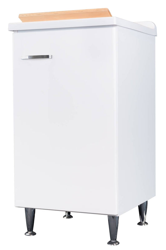 Negrari Comfort 3006DSX Lavatoio Bianco Lucido 45x50 H85cm Mobile Interno Lavanderia Nobilitato Idrofugo Vasca Polipropilene Asse Lavaggio Legno Fornito Montato Cerniere Anta Chiusura Rallentata Battente Maniglia Sinistra Sifone Piletta Piedini Regolabili