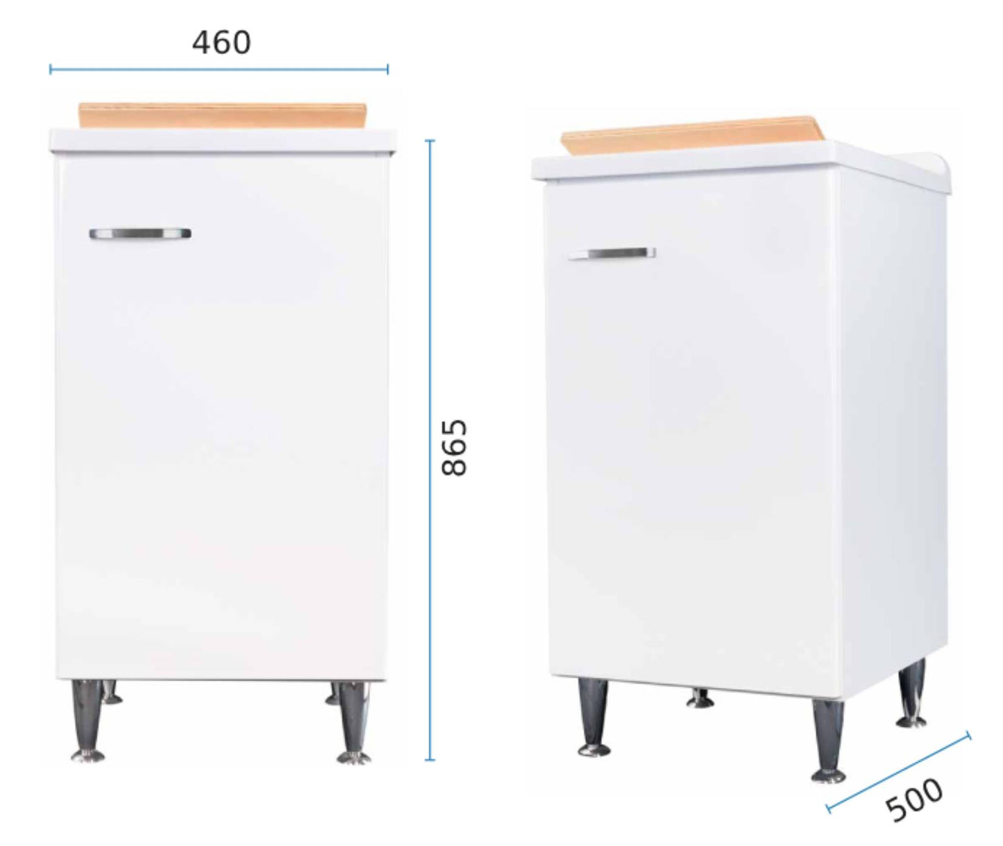 Negrari Comfort 3006DSX Lavatoio Bianco Lucido 45x50 H85cm Mobile Interno Lavanderia Nobilitato Idrofugo Vasca Polipropilene Asse Lavaggio Legno Fornito Montato Cerniere Anta Chiusura Rallentata Battente Maniglia Sinistra Sifone Piletta Piedini Regolabili