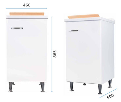 Negrari Comfort 3006DSX Lavatoio Bianco Lucido 45x50 H85cm Mobile Interno Lavanderia Nobilitato Idrofugo Vasca Polipropilene Asse Lavaggio Legno Fornito Montato Cerniere Anta Chiusura Rallentata Battente Maniglia Sinistra Sifone Piletta Piedini Regolabili