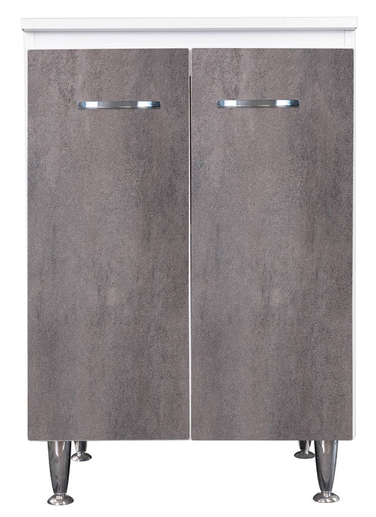 Negrari Comfort FB3002DCG Base 2 Ante Bianco e Corten Grigio 60x50 H85 cm Per Interno Lavanderia Bagno Mobile Terra Montato in Legno Nobilitato Idrofugo Con Piedini Apertura Sportelli Battente Angoli Squadrati Chiusura Rallentata Maniglie Cromate Ripiano