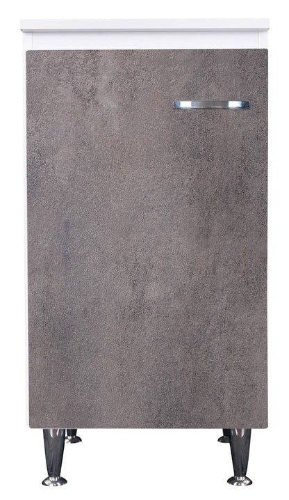 Negrari Comfort FB3006DCGDX Base 1 Anta Bianco Corten Grigio 45x50 H85 cm Per Interno Lavanderia Bagno Mobile Terra Montato in Legno Nobilitato Idrofugo Con Piedini Apertura Sportello Battente Angoli Squadrati Chiusura Rallentata Maniglia Destra Ripiano