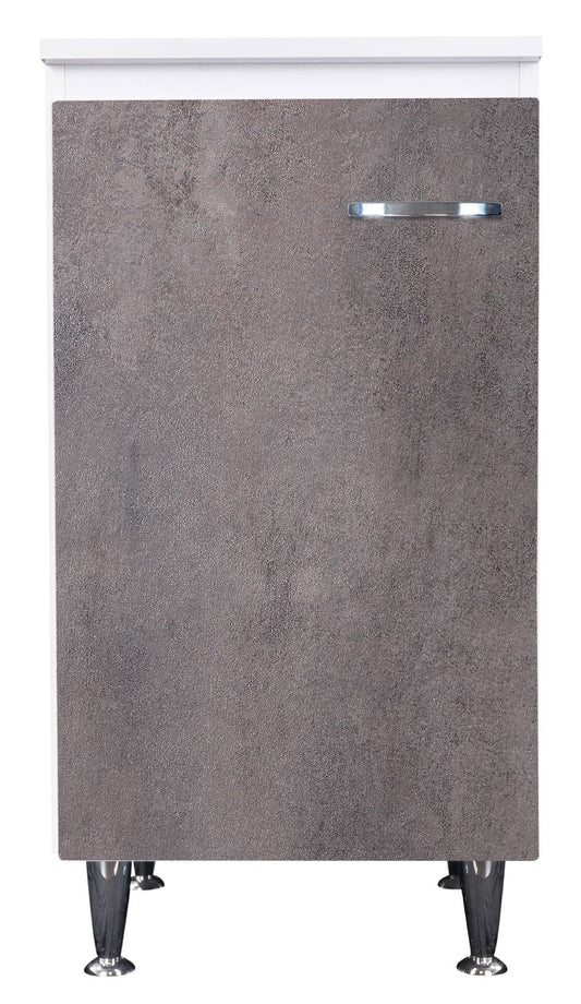 Negrari Comfort FB3006DCGDX Base 1 Anta Bianco Corten Grigio 45x50 H85 cm Per Interno Lavanderia Bagno Mobile Terra Montato in Legno Nobilitato Idrofugo Con Piedini Apertura Sportello Battente Angoli Squadrati Chiusura Rallentata Maniglia Destra Ripiano