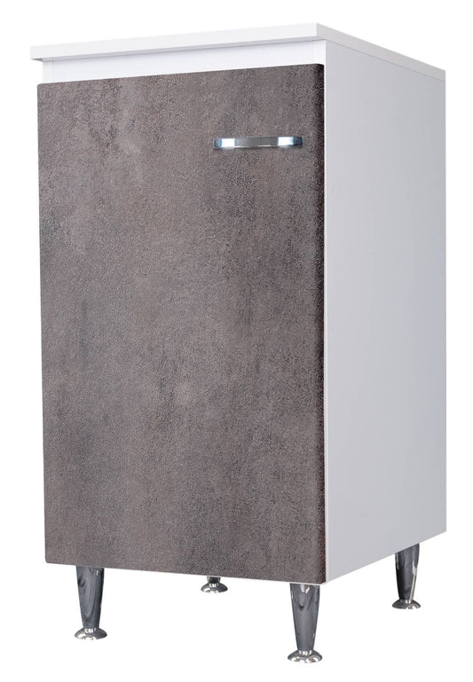 Negrari Comfort FB3006DCGDX Base 1 Anta Bianco Corten Grigio 45x50 H85 cm Per Interno Lavanderia Bagno Mobile Terra Montato in Legno Nobilitato Idrofugo Con Piedini Apertura Sportello Battente Angoli Squadrati Chiusura Rallentata Maniglia Destra Ripiano