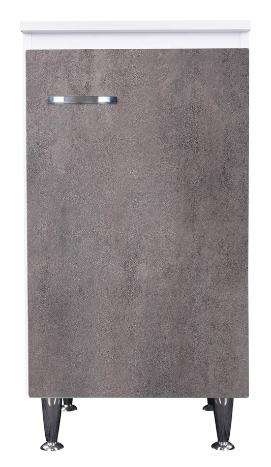 Negrari Comfort FB3006DCGSX Base 1 Anta Bianco Corten Grigio 45x50 H85 cm Per Interno Lavanderia Bagno Mobile Terra Montato in Legno Nobilitato Idrofugo Con Piedini Apertura Sportello Battente Angoli Squadrati Chiusura Rallentata Maniglia Sinistra Ripiano