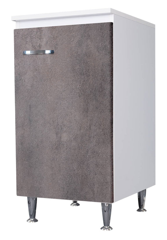 Negrari Comfort FB3006DCGSX Base 1 Anta Bianco Corten Grigio 45x50 H85 cm Per Interno Lavanderia Bagno Mobile Terra Montato in Legno Nobilitato Idrofugo Con Piedini Apertura Sportello Battente Angoli Squadrati Chiusura Rallentata Maniglia Sinistra Ripiano