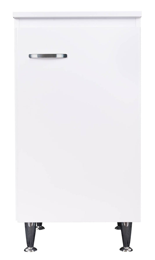 Negrari Comfort FB3006DSX Base 1 Anta Colore Bianco Lucido 45x50 H85 cm Per Interno Lavanderia Bagno Mobile a Terra Montato in Legno Nobilitato Idrofugo Con Piedini Apertura Anta Battente Angoli Squadrati Chiusura Rallentata Maniglia Sinistra Ripiano