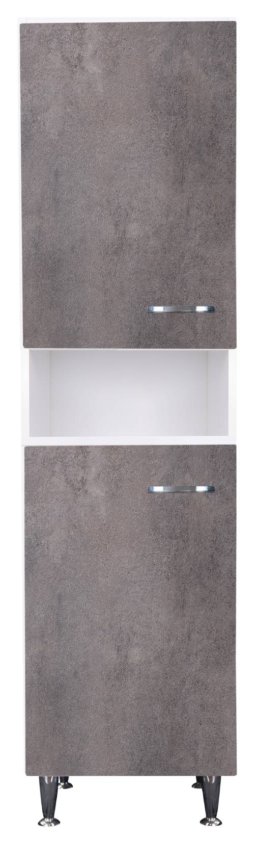 Negrari Comfort FC3006DCGDX Colonna Bianco Corten Grigio 45x50 H185 cm Per Interno Lavanderia Bagno Mobile a Terra Montato in Legno Nobilitato Idrofugo Piedini Apertura Ante Battenti Angoli Squadrati Sportelli Chiusura Rallentata Maniglie Destra Ripiano