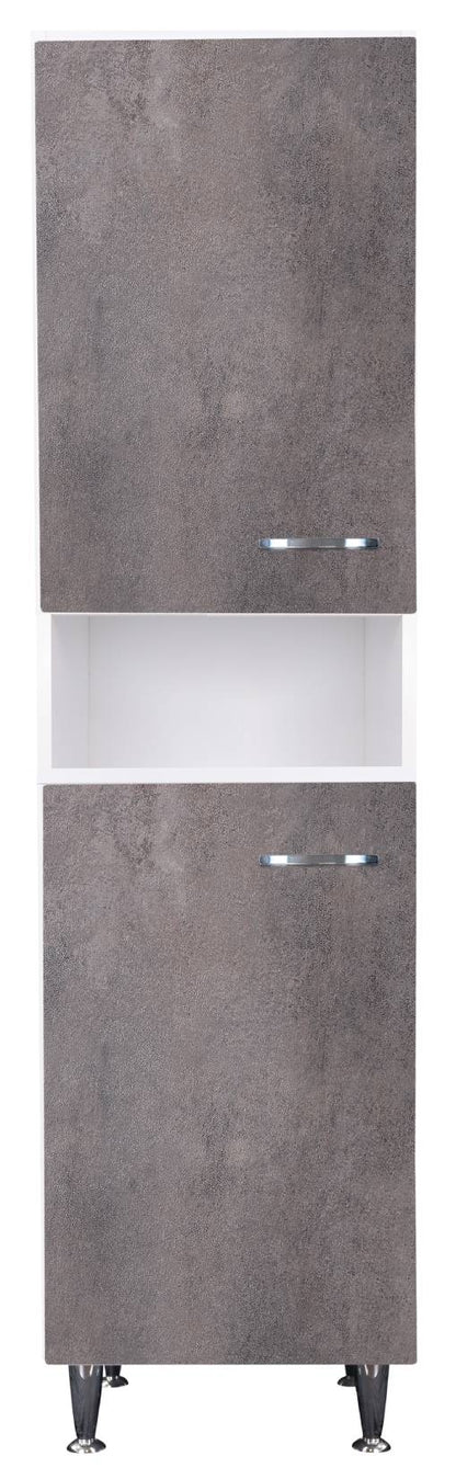 Negrari Comfort FC3006DCGDX Colonna Bianco Corten Grigio 45x50 H185 cm Per Interno Lavanderia Bagno Mobile a Terra Montato in Legno Nobilitato Idrofugo Piedini Apertura Ante Battenti Angoli Squadrati Sportelli Chiusura Rallentata Maniglie Destra Ripiano