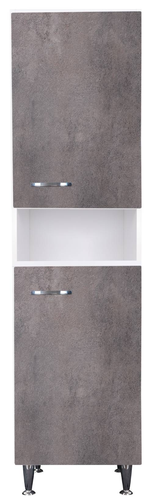 Negrari Comfort FC3006DCGSX Colonna Bianco Corten Grigio 45x50 H185 cm Per Interno Lavanderia Bagno Mobile a Terra Montato in Legno Nobilitato Idrofugo Piedini Apertura Ante Battenti Angoli Squadrati Sportelli Chiusura Rallentata Maniglie Sinistra Ripiano
