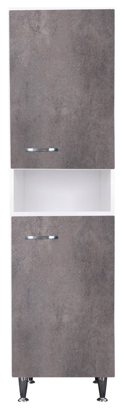 Negrari Comfort FC3006DCGSX Colonna Bianco Corten Grigio 45x50 H185 cm Per Interno Lavanderia Bagno Mobile a Terra Montato in Legno Nobilitato Idrofugo Piedini Apertura Ante Battenti Angoli Squadrati Sportelli Chiusura Rallentata Maniglie Sinistra Ripiano