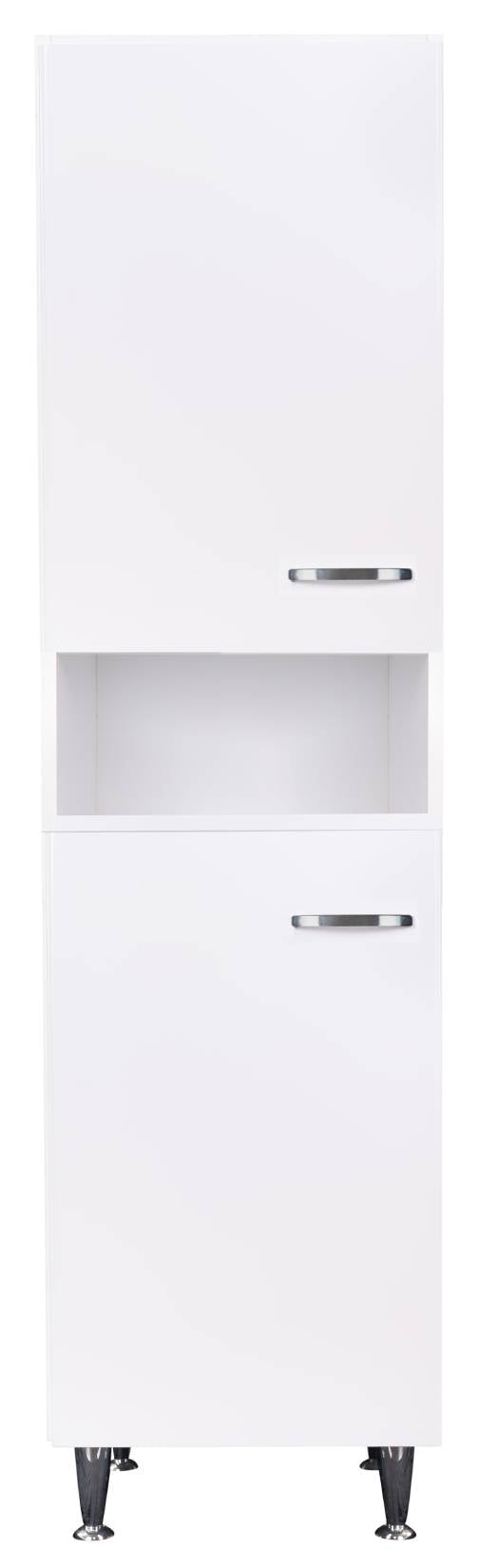 Negrari Comfort FC3006DDX Colonna Colore Bianco Lucido 45x50 H185 cm Per Interno Lavanderia Bagno Mobile a Terra Montato in Legno Nobilitato Idrofugo Piedini Apertura 2 Ante Battenti Angoli Squadrati Sportelli Chiusura Rallentata Maniglie Destra Ripiano