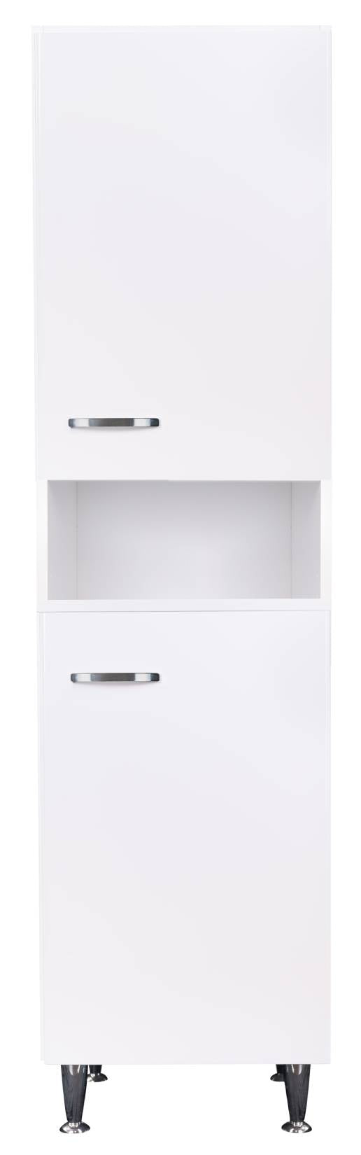 Negrari Comfort FC3006DSX Colonna Colore Bianco Lucido 45x50 H185 cm Per Interno Lavanderia Bagno Mobile a Terra Montato in Legno Nobilitato Idrofugo Piedini Apertura 2 Ante Battenti Angoli Squadrati Sportelli Chiusura Rallentata Maniglie Sinistra Ripiano