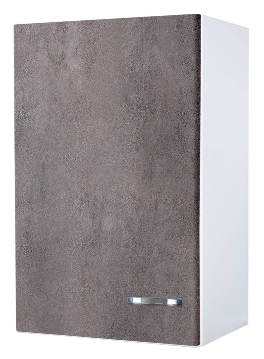 Negrari Comfort FH345DCGDX Pensile 1 Anta Colore Bianco Corten Grigio 45x32 H70 cm Mobile Interno Lavanderia Armadio Sospeso Montato in Legno Nobilitato Idrofugo Apertura Sportello Battente Angoli Squadrati Chiusura Rallentata Maniglia Destra Ripiano