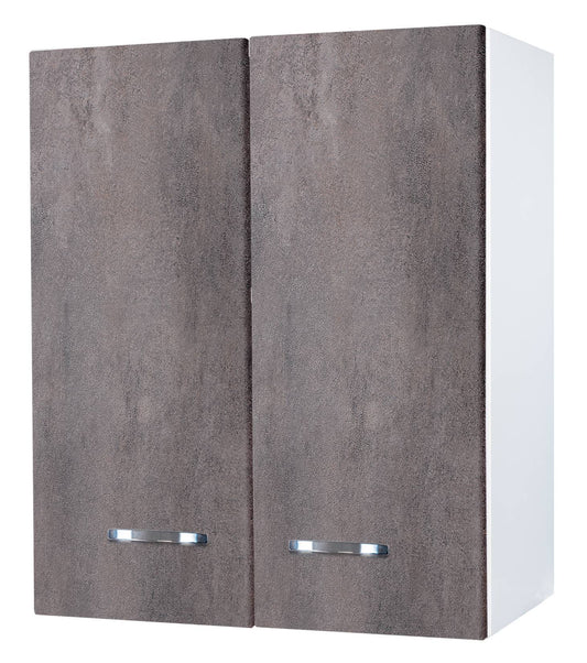 Negrari Comfort FH360DCG Pensile 2 Ante Colore Bianco Corten Grigio 60x32 H70 cm Mobile Interno Lavanderia Armadio Sospeso Montato in Legno Nobilitato Idrofugo Apertura Sportelli Battente Angoli Squadrati Cerniere Chiusura Rallentata Maniglie Ripiano