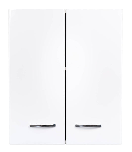 Negrari Comfort FH360D Pensile 2 Ante Colore Bianco Lucido 60x32 H70 cm Mobile Interno Lavanderia Armadio Sospeso Montato in Legno Nobilitato Idrofugo Apertura Sportelli Battente Angoli Squadrati Cerniere Chiusura Rallentata Maniglia Ripiano Regolabile